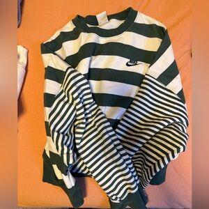Nike Striped Green and White Crewneck